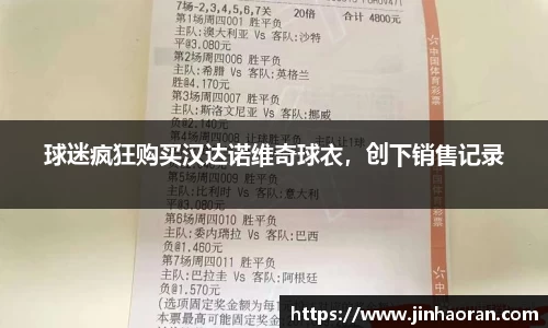 球迷疯狂购买汉达诺维奇球衣，创下销售记录