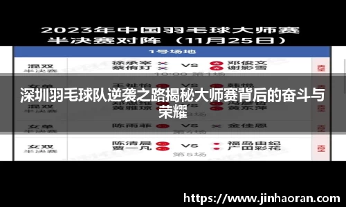 深圳羽毛球队逆袭之路揭秘大师赛背后的奋斗与荣耀